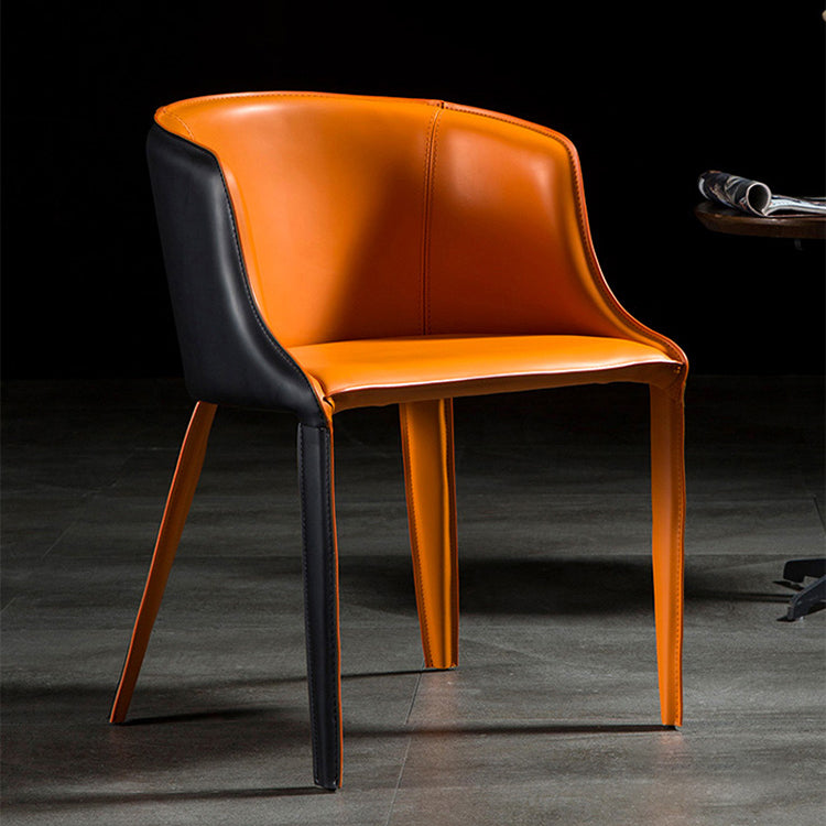 デザイナーホテルレザーアームチェアマット仕上げソリッドバックダイニングチェア
