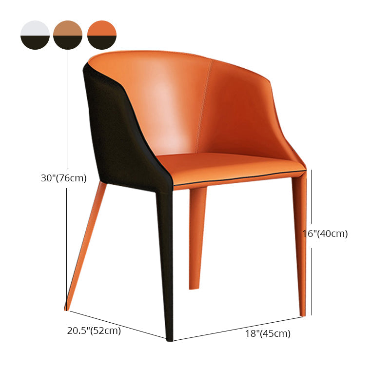デザイナーホテルレザーアームチェアマット仕上げソリッドバックダイニングチェア