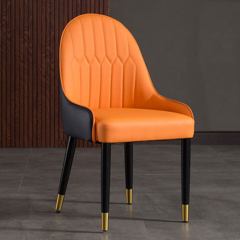 Scandinavian Upholstered Dining Side Chairs Solid Back Dining Side Chair Orange 1 Piece Clearhalo 'Dining Chairs' 'Dining Tables & Seating' 'dining_chair' 'furn' 'furn_dining_chair' 'Furniture' 'Kitchen & Dining Furniture' 5648263