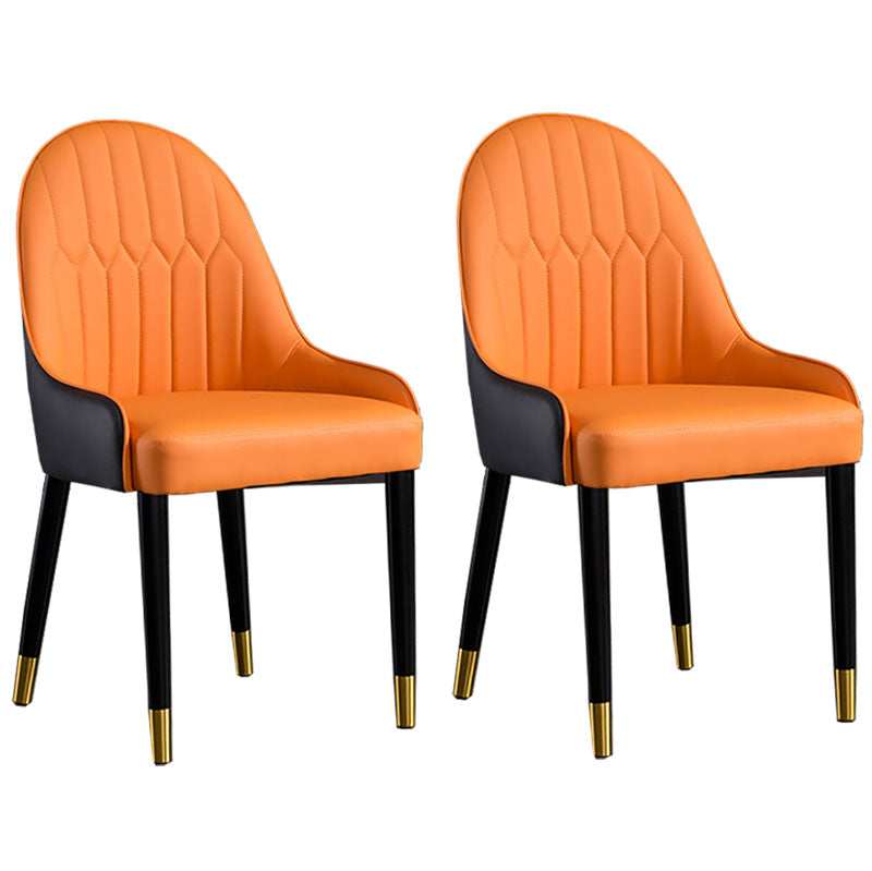 Scandinavian Upholstered Dining Side Chairs Solid Back Dining Side Chair Orange 2 Piece Set Clearhalo 'Dining Chairs' 'Dining Tables & Seating' 'dining_chair' 'furn' 'furn_dining_chair' 'Furniture' 'Kitchen & Dining Furniture' 5648264