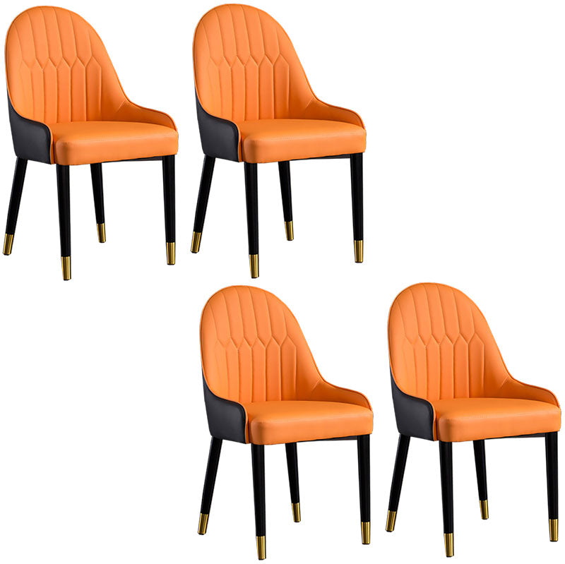 Scandinavian Upholstered Dining Side Chairs Solid Back Dining Side Chair Orange 4 Piece Set Clearhalo 'Dining Chairs' 'Dining Tables & Seating' 'dining_chair' 'furn' 'furn_dining_chair' 'Furniture' 'Kitchen & Dining Furniture' 5648266
