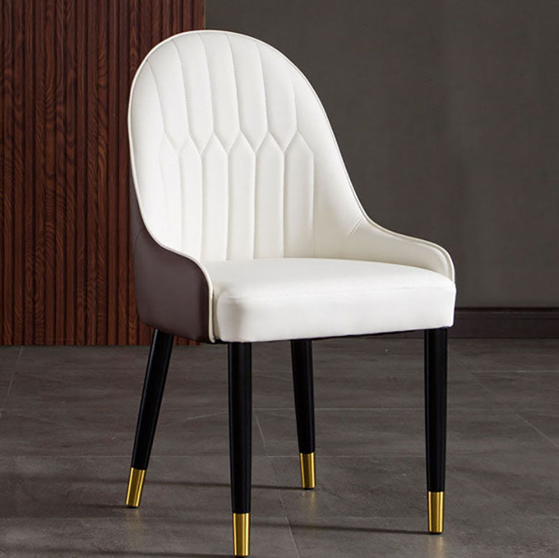 Scandinavian Upholstered Dining Side Chairs Solid Back Dining Side Chair White 1 Piece Clearhalo 'Dining Chairs' 'Dining Tables & Seating' 'dining_chair' 'furn' 'furn_dining_chair' 'Furniture' 'Kitchen & Dining Furniture' 5648268
