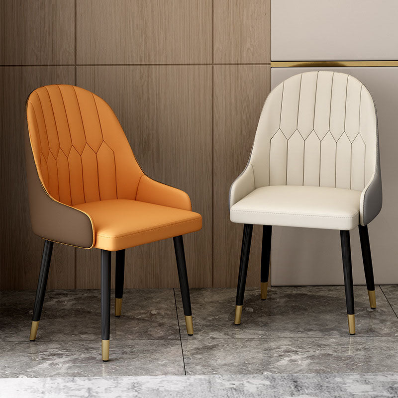 Scandinavian Solid Back Arm Chairs Leather Dining Side Chairs Clearhalo 'Dining Chairs' 'Dining Tables & Seating' 'dining_chair' 'furn' 'furn_dining_chair' 'Furniture' 'Kitchen & Dining Furniture' 5648278