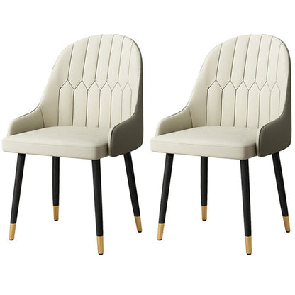 Scandinavian Solid Back Arm Chairs Leather Dining Side Chairs Gray-White 2 Piece Set Clearhalo 'Dining Chairs' 'Dining Tables & Seating' 'dining_chair' 'furn' 'furn_dining_chair' 'Furniture' 'Kitchen & Dining Furniture' 5648280