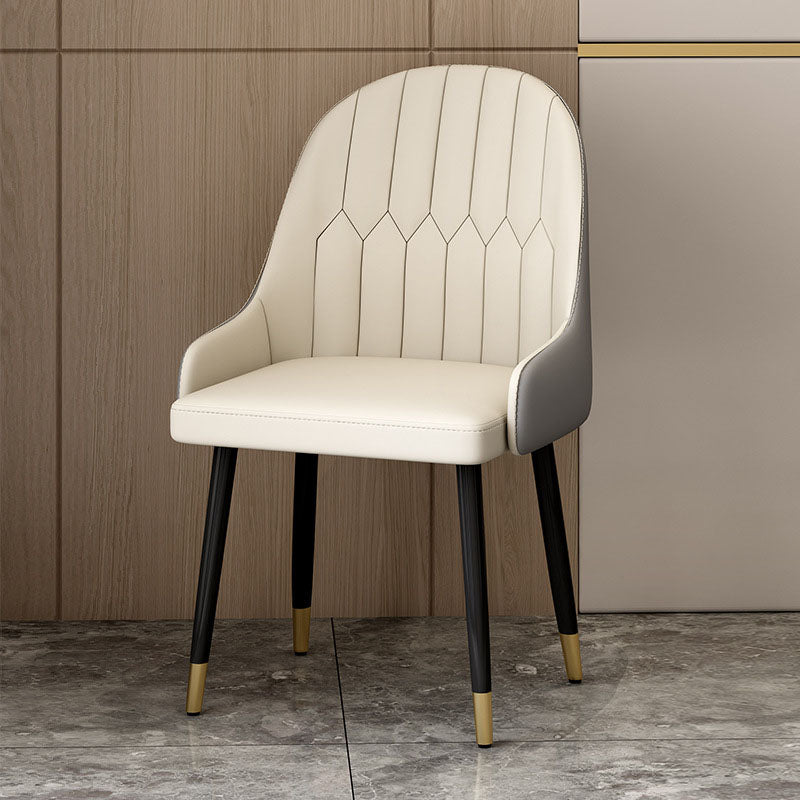 Scandinavian Solid Back Arm Chairs Leather Dining Side Chairs Clearhalo 'Dining Chairs' 'Dining Tables & Seating' 'dining_chair' 'furn' 'furn_dining_chair' 'Furniture' 'Kitchen & Dining Furniture' 5648281