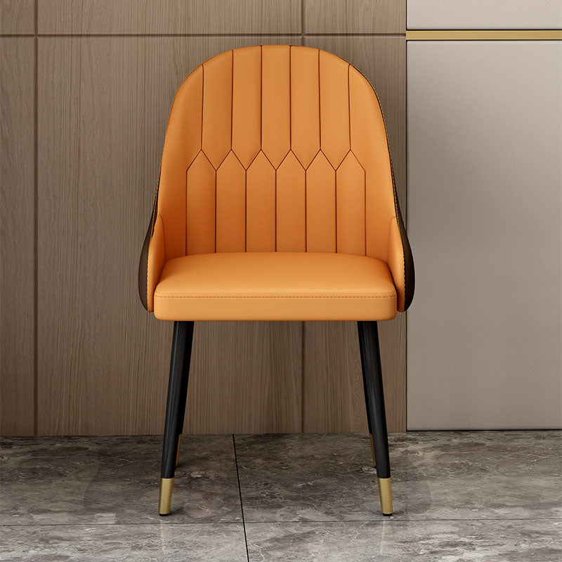 Scandinavian Solid Back Arm Chairs Leather Dining Side Chairs Clearhalo 'Dining Chairs' 'Dining Tables & Seating' 'dining_chair' 'furn' 'furn_dining_chair' 'Furniture' 'Kitchen & Dining Furniture' 5648283