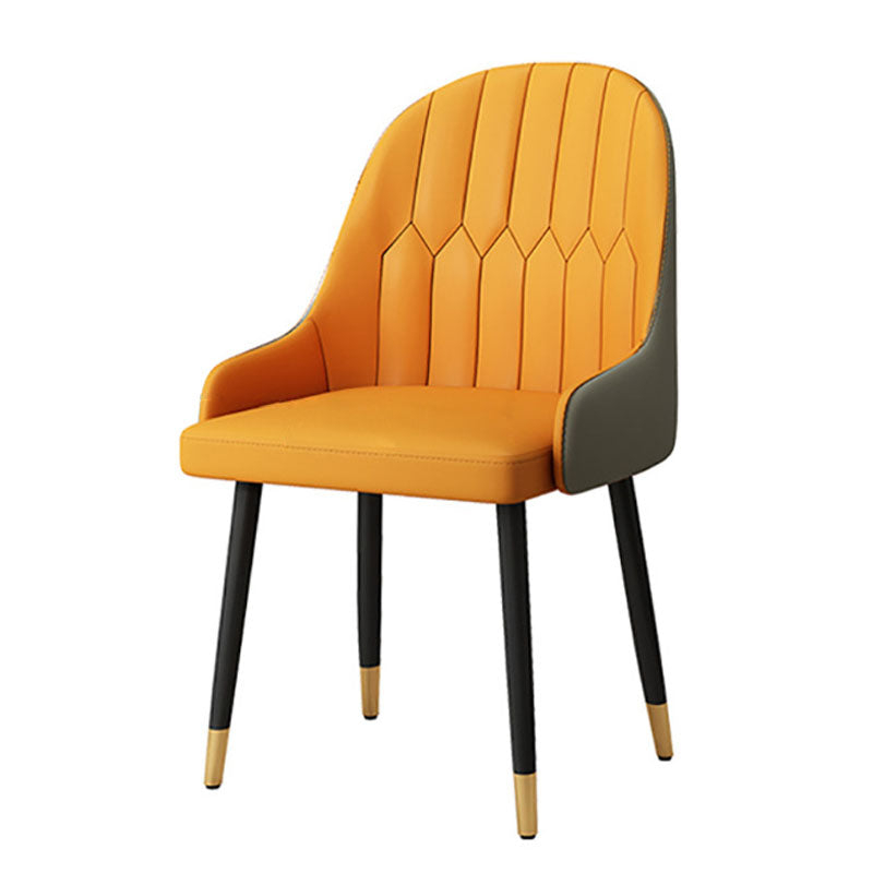 Scandinavian Solid Back Arm Chairs Leather Dining Side Chairs Clearhalo 'Dining Chairs' 'Dining Tables & Seating' 'dining_chair' 'furn' 'furn_dining_chair' 'Furniture' 'Kitchen & Dining Furniture' 5648285