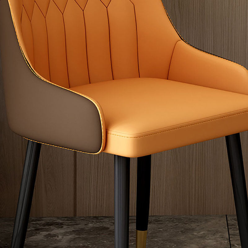 Scandinavian Solid Back Arm Chairs Leather Dining Side Chairs Clearhalo 'Dining Chairs' 'Dining Tables & Seating' 'dining_chair' 'furn' 'furn_dining_chair' 'Furniture' 'Kitchen & Dining Furniture' 5648286