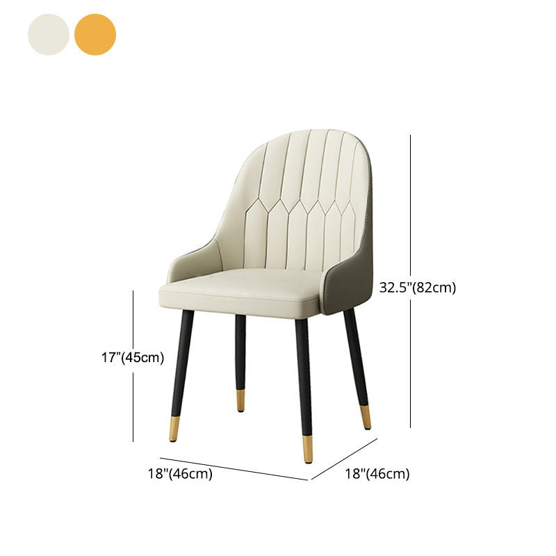 Scandinavian Solid Back Arm Chairs Leather Dining Side Chairs Clearhalo 'Dining Chairs' 'Dining Tables & Seating' 'dining_chair' 'furn' 'furn_dining_chair' 'Furniture' 'Kitchen & Dining Furniture' 5648290