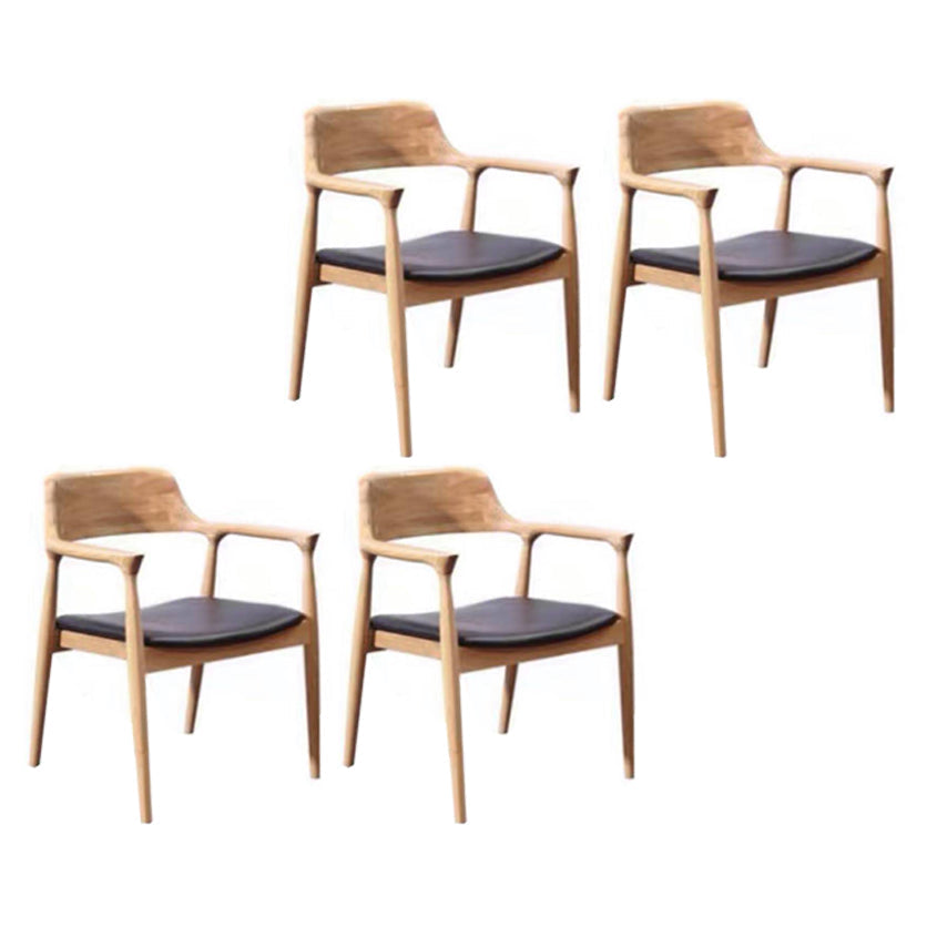 コンテンポラリーダイニングサイドチェアマット仕上げ固体木製オープンバックアームチェア