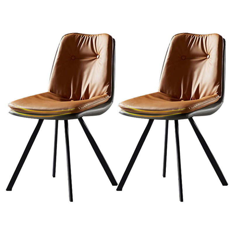 ブラッセリーのための現代のアームレスダイニングチェアレザーカーブドパーソンズサイドチェア