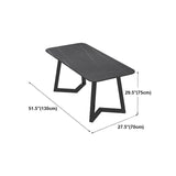 Mesa de comedor rectangular industrial de piedra sinterizada negra con base de metal