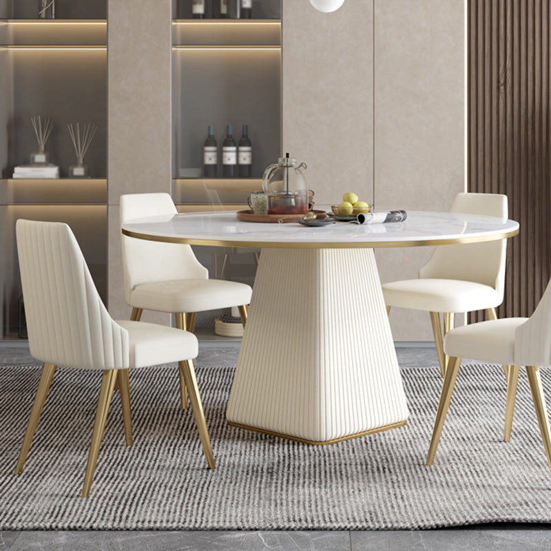 ストーンダイニングルームコレクション豪華なスタイルラウンドペデスタルダイニングテーブル