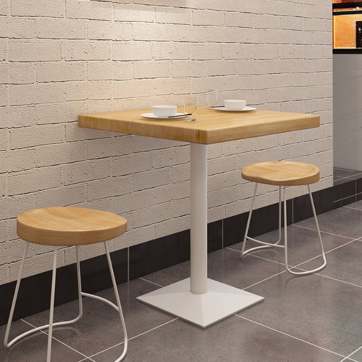 Metal Industrial Square Dining Table Pine Solid Wood Top Table with Pedestal Base 31.5"L x 31.5"W x 29.5"H Without Chairs Clearhalo 'Dining Tables & Seating' 'Dining Tables' 'dining_table' 'furn' 'furn_dining_table' 'Furniture' 'Kitchen & Dining Furniture' 5648414