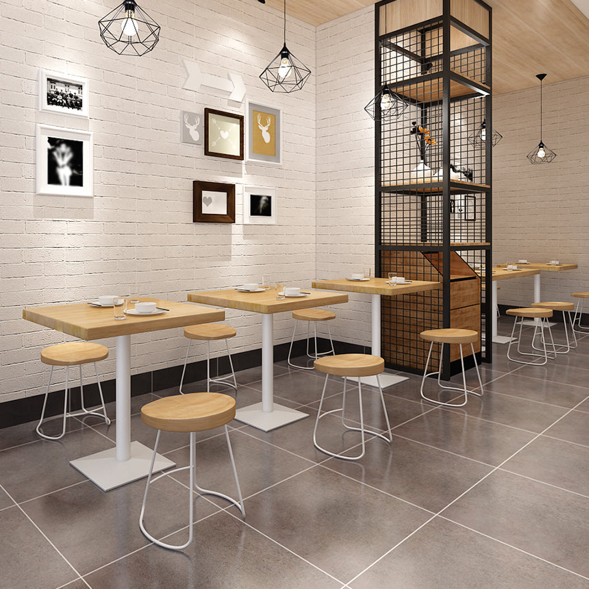 Metal Industrial Square Dining Table Pine Solid Wood Top Table with Pedestal Base Clearhalo 'Dining Tables & Seating' 'Dining Tables' 'dining_table' 'furn' 'furn_dining_table' 'Furniture' 'Kitchen & Dining Furniture' 5648415