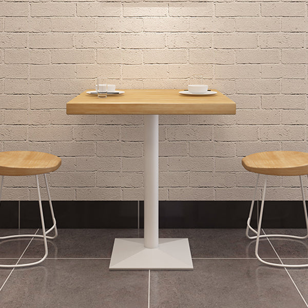 Metal Industrial Square Dining Table Pine Solid Wood Top Table with Pedestal Base Clearhalo 'Dining Tables & Seating' 'Dining Tables' 'dining_table' 'furn' 'furn_dining_table' 'Furniture' 'Kitchen & Dining Furniture' 5648417