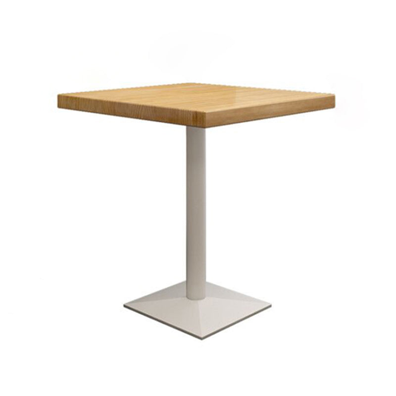 Metal Industrial Square Dining Table Pine Solid Wood Top Table with Pedestal Base 27.6"L x 27.6"W x 29.5"H Without Chairs Clearhalo 'Dining Tables & Seating' 'Dining Tables' 'dining_table' 'furn' 'furn_dining_table' 'Furniture' 'Kitchen & Dining Furniture' 5648418