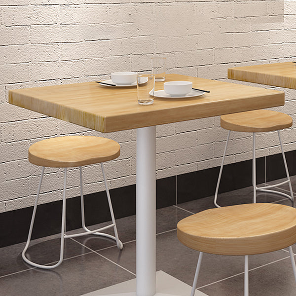 Metal Industrial Square Dining Table Pine Solid Wood Top Table with Pedestal Base Clearhalo 'Dining Tables & Seating' 'Dining Tables' 'dining_table' 'furn' 'furn_dining_table' 'Furniture' 'Kitchen & Dining Furniture' 5648419