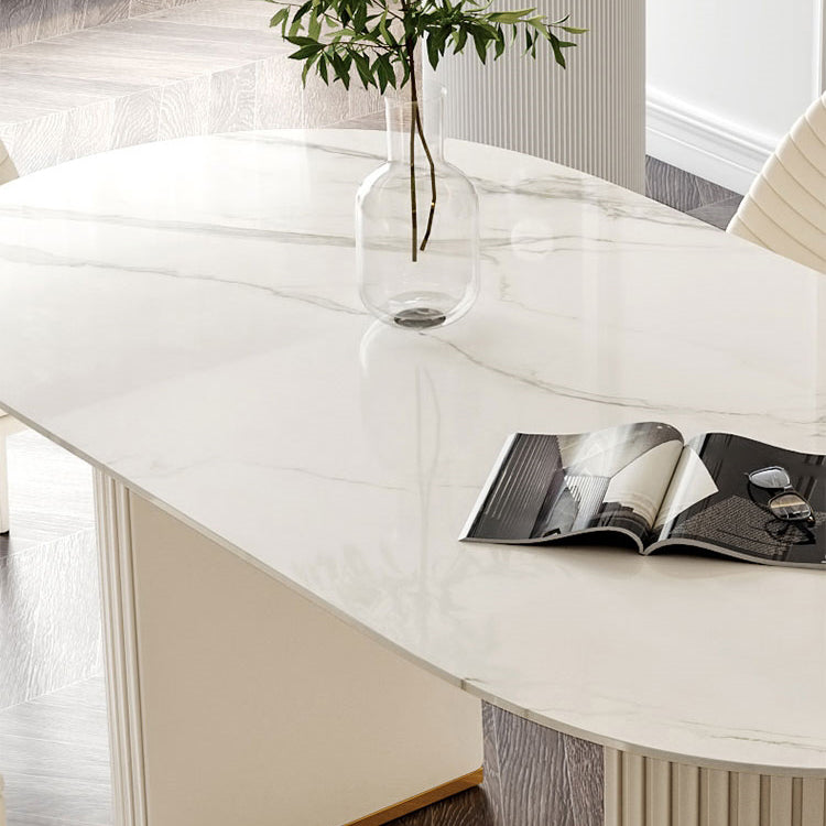 焼結石ダイニングテーブル伝統的な豪華な楕円形のダイニングテーブル