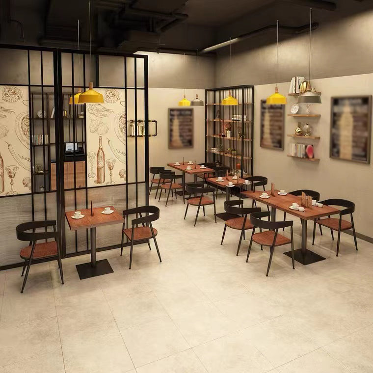 金属製の台座付きレストランダイニングテーブル用工業用パインウッドテーブル