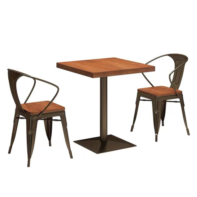 金属製の台座付きレストランダイニングテーブル用工業用パインウッドテーブル