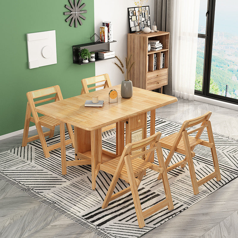 Mid-Century Table Solid Wood Folding Dining Site Table,51.2"L x 35.4"W x 29.5"H Clearhalo 'Dining Tables & Seating' 'Dining Tables' 'dining_table' 'furn' 'furn_dining_table' 'Furniture' 'Kitchen & Dining Furniture' 5648528