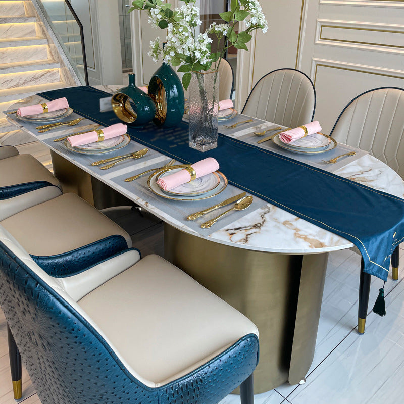 Sintered Stone Glam Tisch für das Restaurant Oval Esstisch mit doppelter Sockel