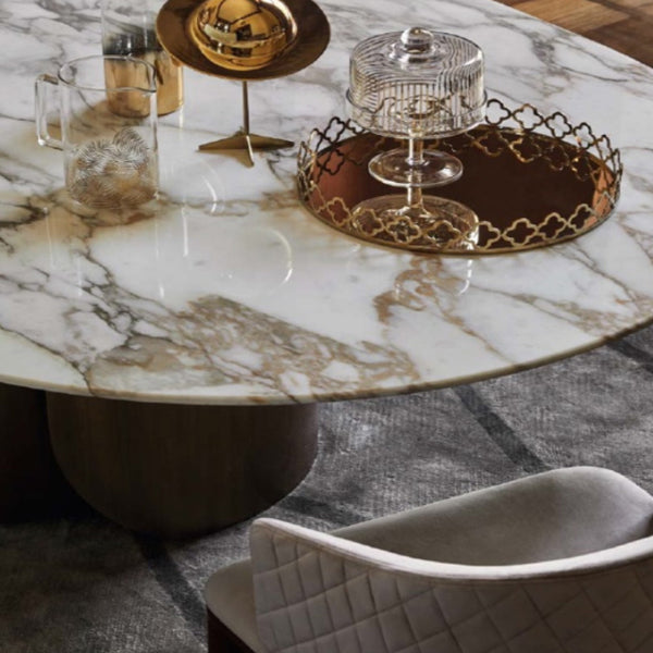 Sintered Stone Glam Tisch für das Restaurant Oval Esstisch mit doppelter Sockel