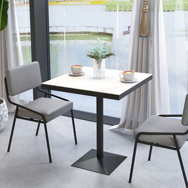 Sintered Stone Dining Table Industrial Square Dining Table with Metal Base 23.6"L x 23.6"W x 29.5"H Without Chairs Clearhalo 'Dining Tables & Seating' 'Dining Tables' 'dining_table' 'furn' 'furn_dining_table' 'Furniture' 'Kitchen & Dining Furniture' 5648593