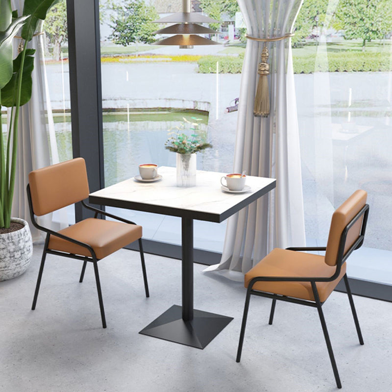 Sintered Stone Dining Table Industrial Square Dining Table with Metal Base Clearhalo 'Dining Tables & Seating' 'Dining Tables' 'dining_table' 'furn' 'furn_dining_table' 'Furniture' 'Kitchen & Dining Furniture' 5648594