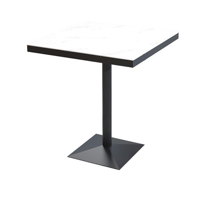 Sintered Stone Dining Table Industrial Square Dining Table with Metal Base 27.6"L x 27.6"W x 29.5"H Without Chairs Clearhalo 'Dining Tables & Seating' 'Dining Tables' 'dining_table' 'furn' 'furn_dining_table' 'Furniture' 'Kitchen & Dining Furniture' 5648595