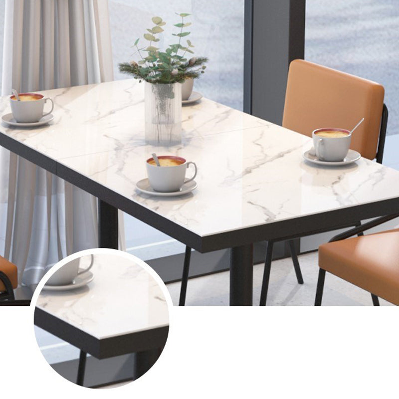 Sintered Stone Dining Table Industrial Square Dining Table with Metal Base Clearhalo 'Dining Tables & Seating' 'Dining Tables' 'dining_table' 'furn' 'furn_dining_table' 'Furniture' 'Kitchen & Dining Furniture' 5648598