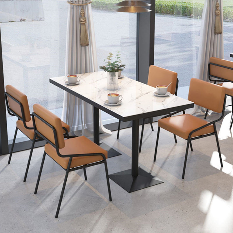 Sintered Stone Dining Table Industrial Square Dining Table with Metal Base Clearhalo 'Dining Tables & Seating' 'Dining Tables' 'dining_table' 'furn' 'furn_dining_table' 'Furniture' 'Kitchen & Dining Furniture' 5648600