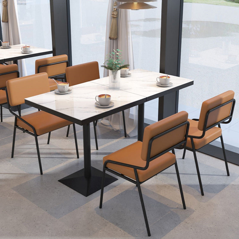 Sintered Stone Dining Table Industrial Square Dining Table with Metal Base Clearhalo 'Dining Tables & Seating' 'Dining Tables' 'dining_table' 'furn' 'furn_dining_table' 'Furniture' 'Kitchen & Dining Furniture' 5648601
