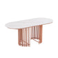 Table à manger top ovale blanc table à manger de luxe traditionnelle avec cadre en or rose