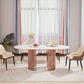 Table à manger top ovale blanc table à manger de luxe traditionnelle avec cadre en or rose
