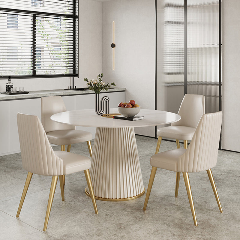 Sintered Stone Dining Table Round Traditional Luxury Dining Table 39.4"L x 39.4"W x 29.5"H Without Chairs Clearhalo 'Dining Tables & Seating' 'Dining Tables' 'dining_table' 'furn' 'furn_dining_table' 'Furniture' 'Kitchen & Dining Furniture' 5648622