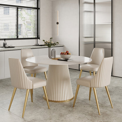 Sintered Stone Dining Table Round Traditional Luxury Dining Table 39.4"L x 39.4"W x 29.5"H Without Chairs Clearhalo 'Dining Tables & Seating' 'Dining Tables' 'dining_table' 'furn' 'furn_dining_table' 'Furniture' 'Kitchen & Dining Furniture' 5648622