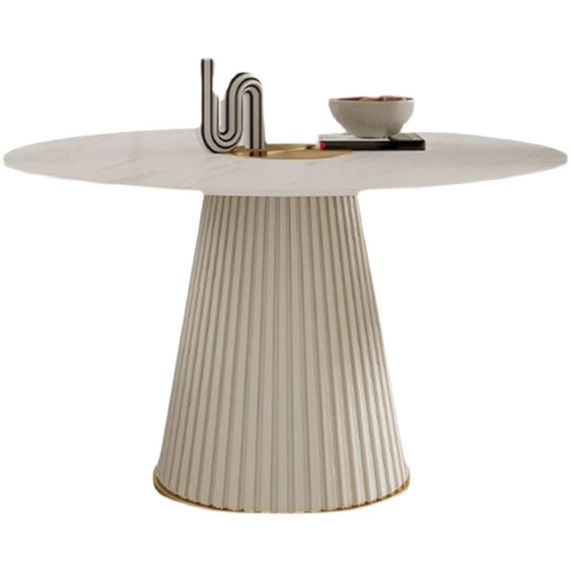 Sintered Stone Dining Table Round Traditional Luxury Dining Table 43.3"L x 43.3"W x 29.5"H Without Chairs Clearhalo 'Dining Tables & Seating' 'Dining Tables' 'dining_table' 'furn' 'furn_dining_table' 'Furniture' 'Kitchen & Dining Furniture' 5648624