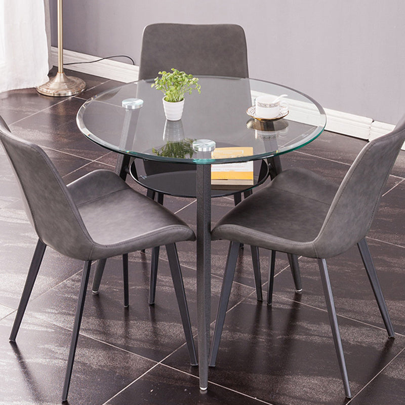 モダンなスタイルの丸い家具透明なガラスダイニングサイトテーブルと三脚ベース