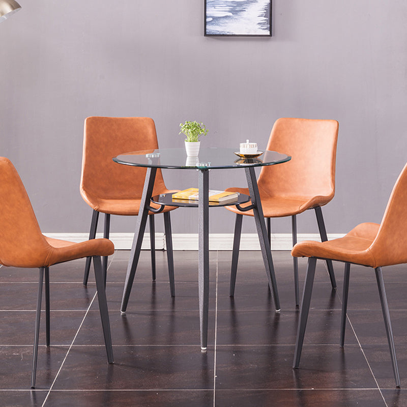 モダンなスタイルの丸い家具透明なガラスダイニングサイトテーブルと三脚ベース