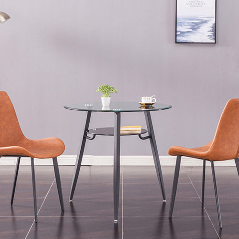 モダンなスタイルの丸い家具透明なガラスダイニングサイトテーブルと三脚ベース