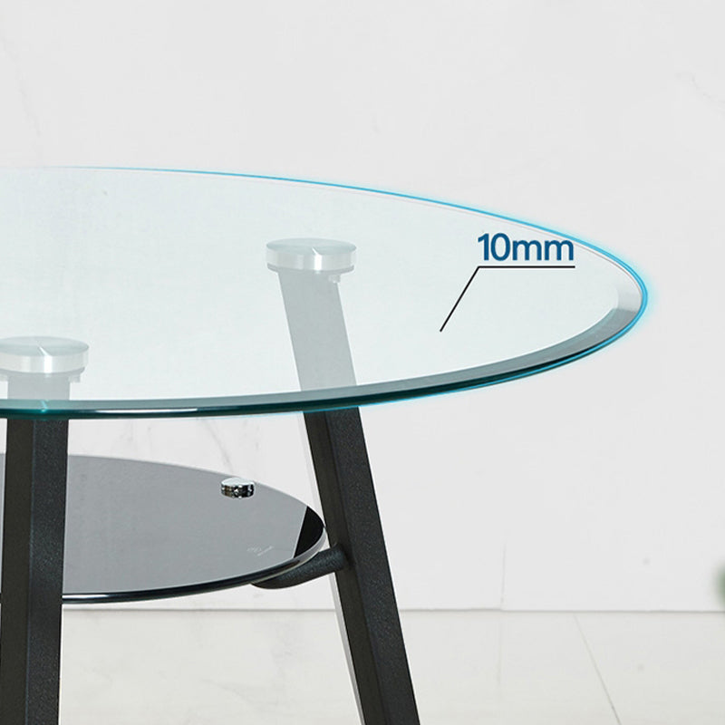 モダンなスタイルの丸い家具透明なガラスダイニングサイトテーブルと三脚ベース