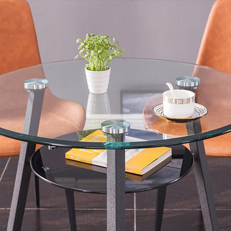 モダンなスタイルの丸い家具透明なガラスダイニングサイトテーブルと三脚ベース