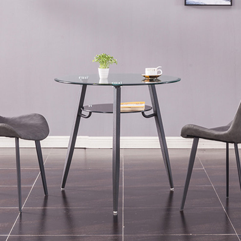 モダンなスタイルの丸い家具透明なガラスダイニングサイトテーブルと三脚ベース
