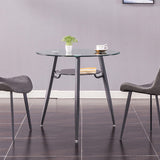 モダンなスタイルの丸い家具透明なガラスダイニングサイトテーブルと三脚ベース