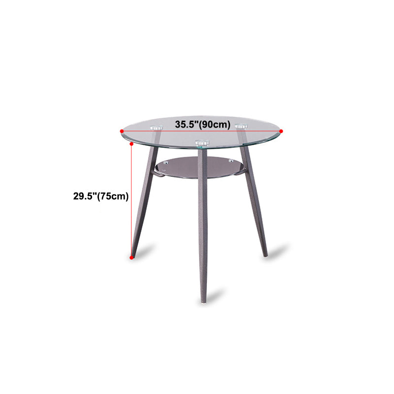 モダンなスタイルの丸い家具透明なガラスダイニングサイトテーブルと三脚ベース