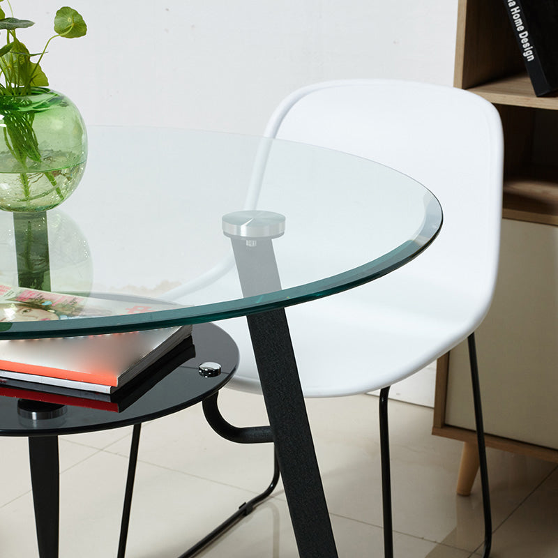 Stile semplicità Mobili rotondi in vetro tavolo da pranzo con base di treppiedi
