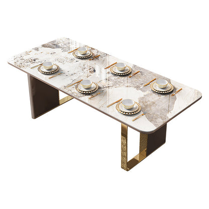 二重台座付きの豪華な焼結された石の上部テーブル長方形の白いテーブル