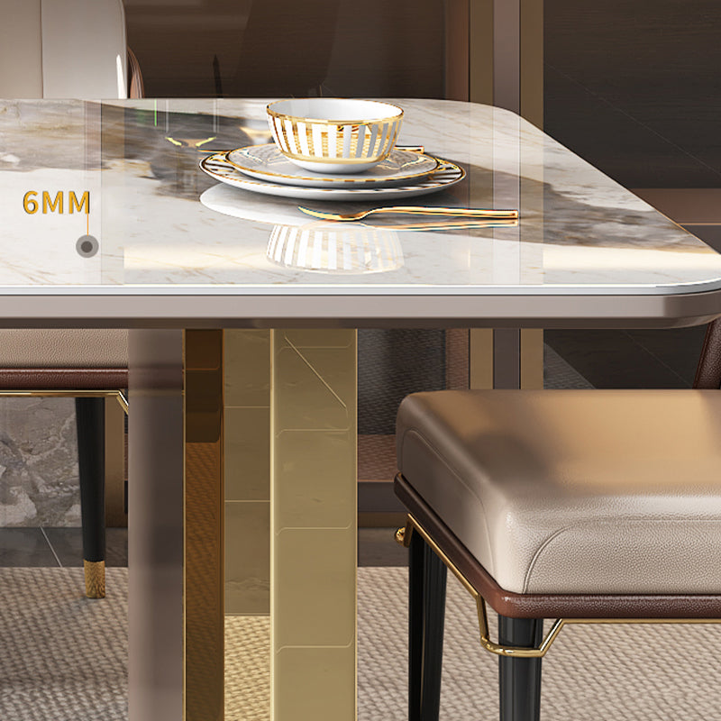 二重台座付きの豪華な焼結された石の上部テーブル長方形の白いテーブル